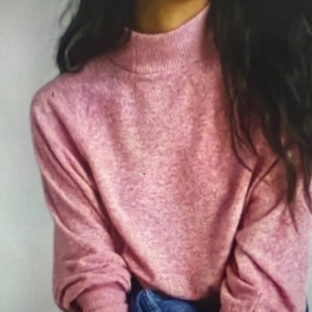 Maeve by Anthropologie Pink Heathered Mock Neck Sweater